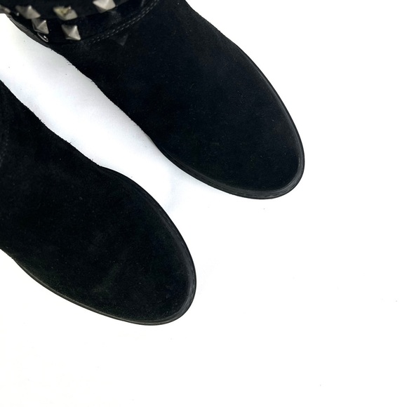 STUART WEITZMAN  BLACK LEATHER BOOTS STUDS SLOUCHY SLIP ON BOOT PULL ON BOOT 5.5 - Picture 8 of 14